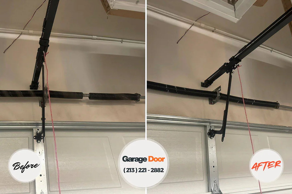 Before and after: garage door repair Lincoln City, OR